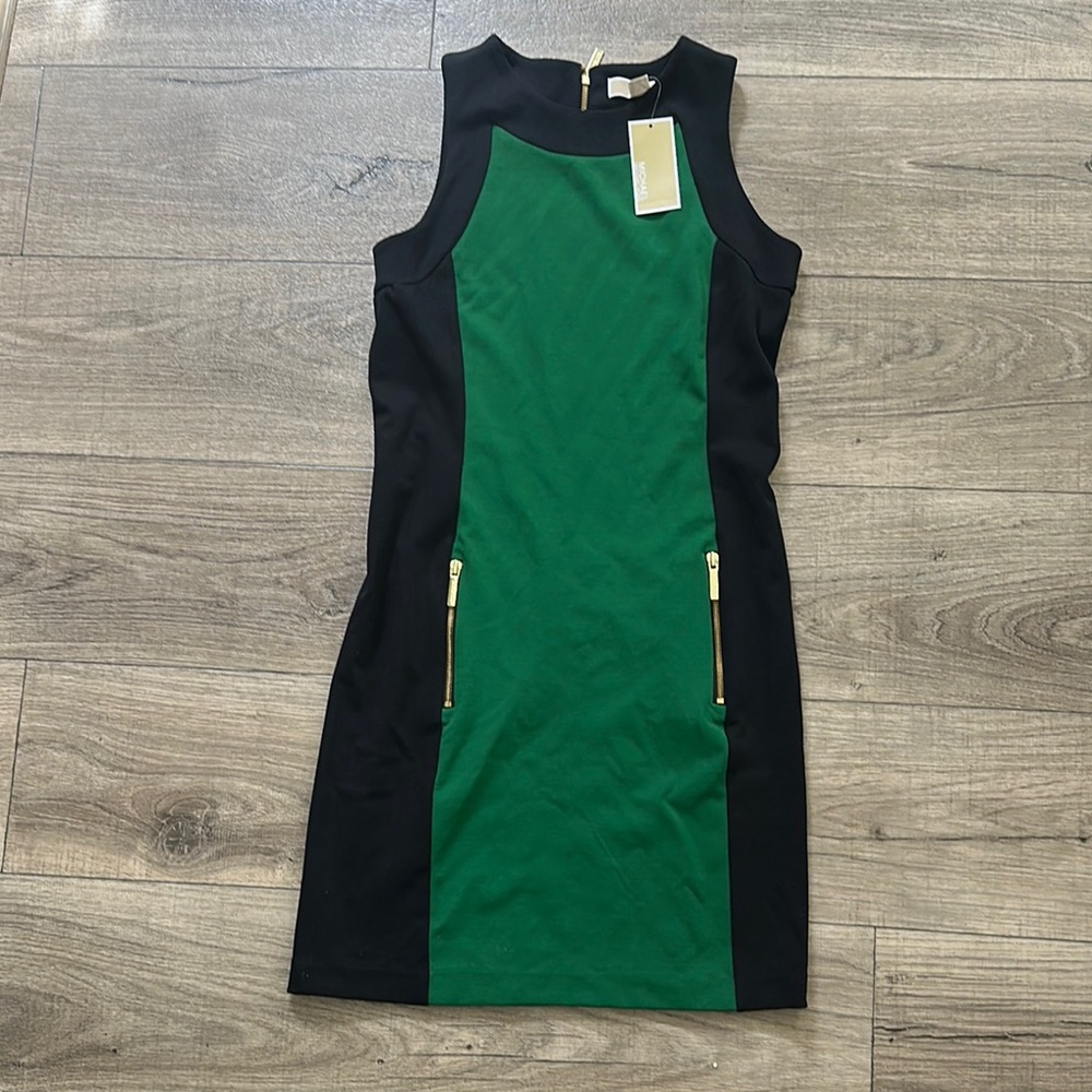 MICHAEL Michael Kors Black and Green Mini Dress